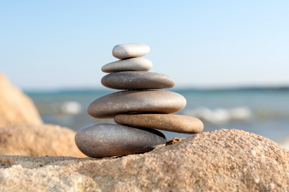 decorative image, stacks of rocks at a beach